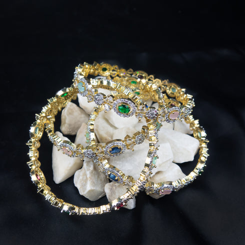American Diamond Multi Rhinestone Bangles - D199-1